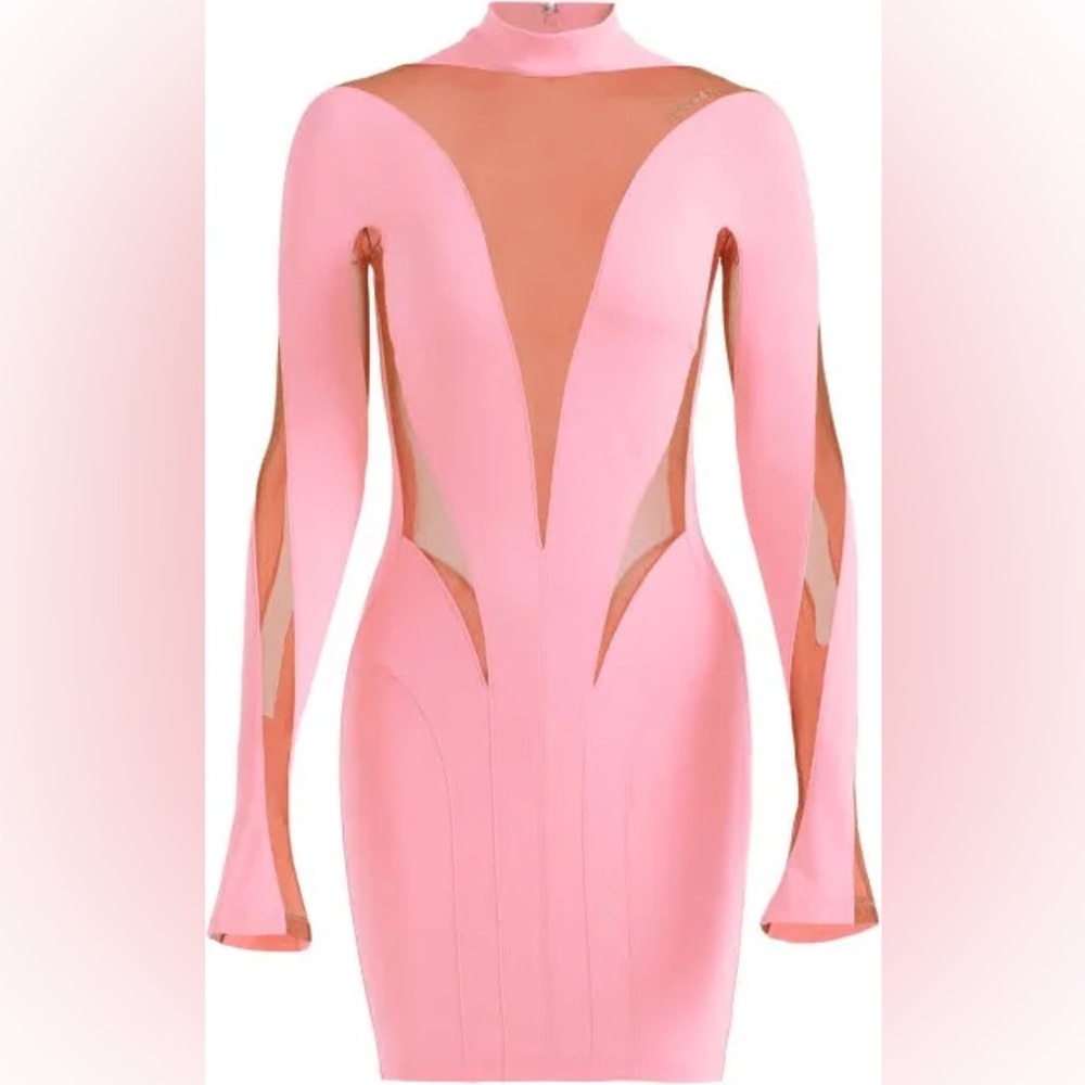 Mugler x H&m mesh panels dress pink